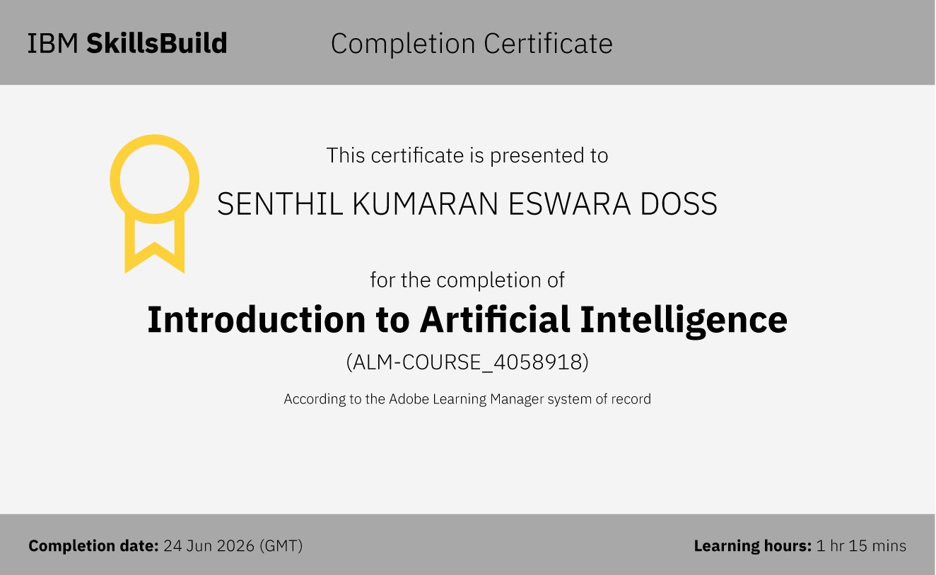 Introduction to Artificial Intelligence completion certificate
