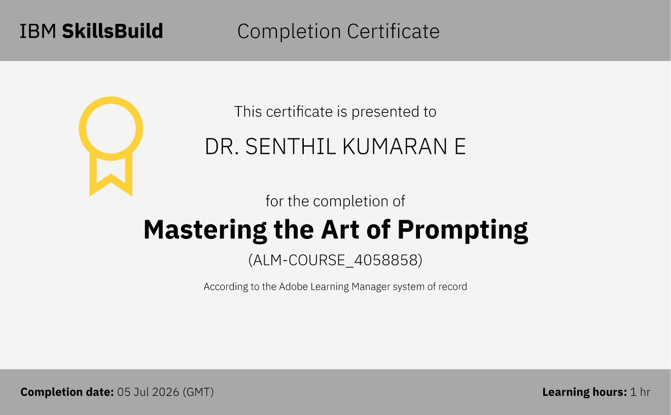 Mastering the Art of Prompting completion certificate